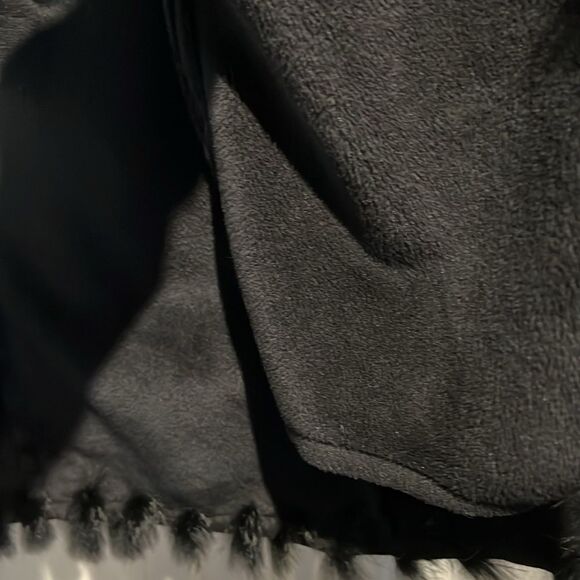 Jones New York Black Faux Suede‎ Real Rabbit Fur Trim Hooded Coat Size S - Picture 14 of 15